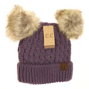 C.C Beanie Double Pom Hat (HAT-2055) Violet